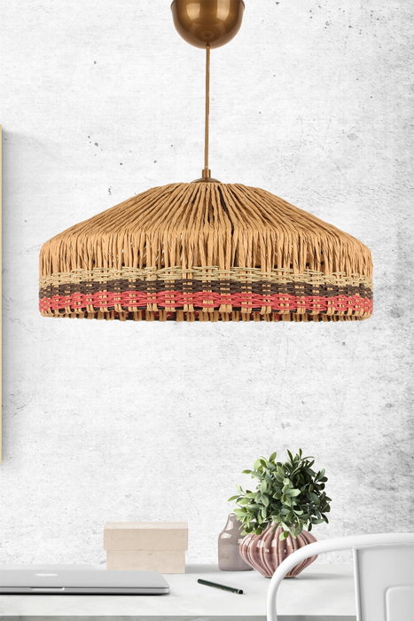 Opviq BK025 Lámpara de Araña con Tapa de Macramé, Ecru